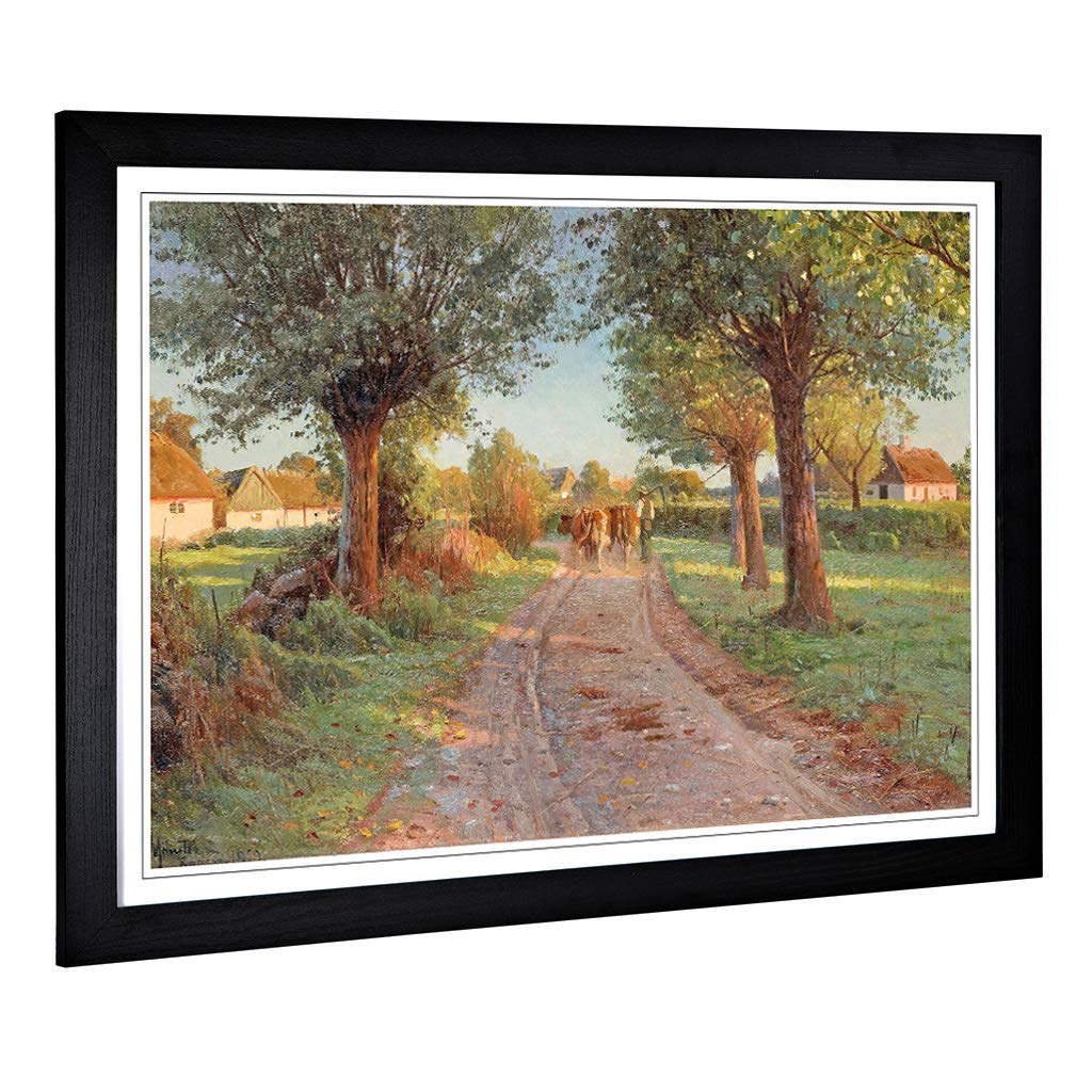 Big Box Art Framed Print of Peder Mork Monstead Farmers Cows Design | Wall Art Picture | Home Decor for Kitchen, Living Room, Bedroom, Hallway, Black, A2 / 24.5x18 Inch / 62x45cm