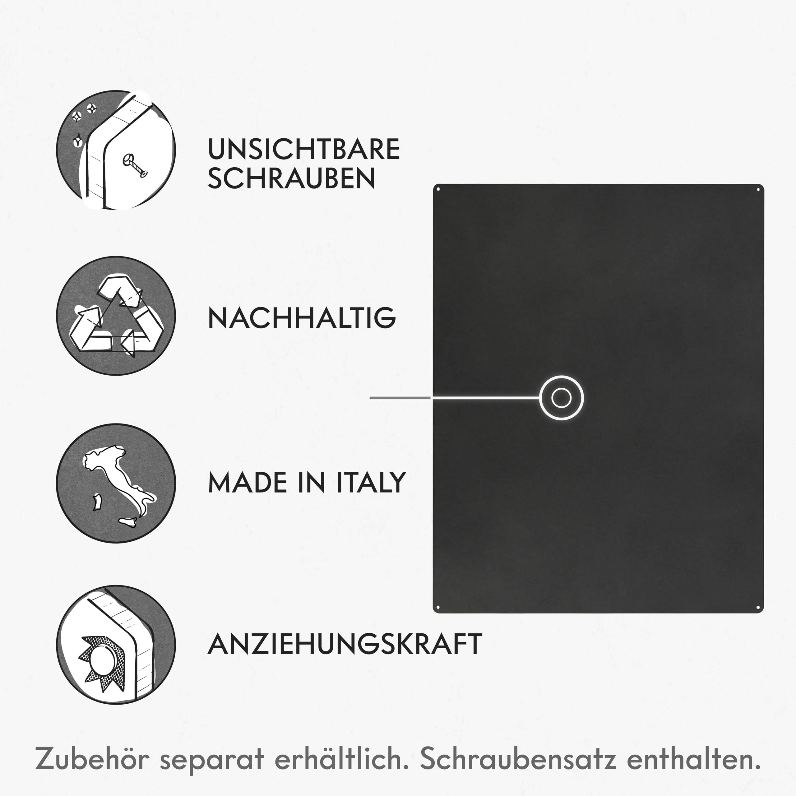 KalaMitica Magnettafel Schwarz - Kreidetafel Magnetisch, Magnetpinnwand für jede Art von Magneten - Anthrazit - 74x57 cm