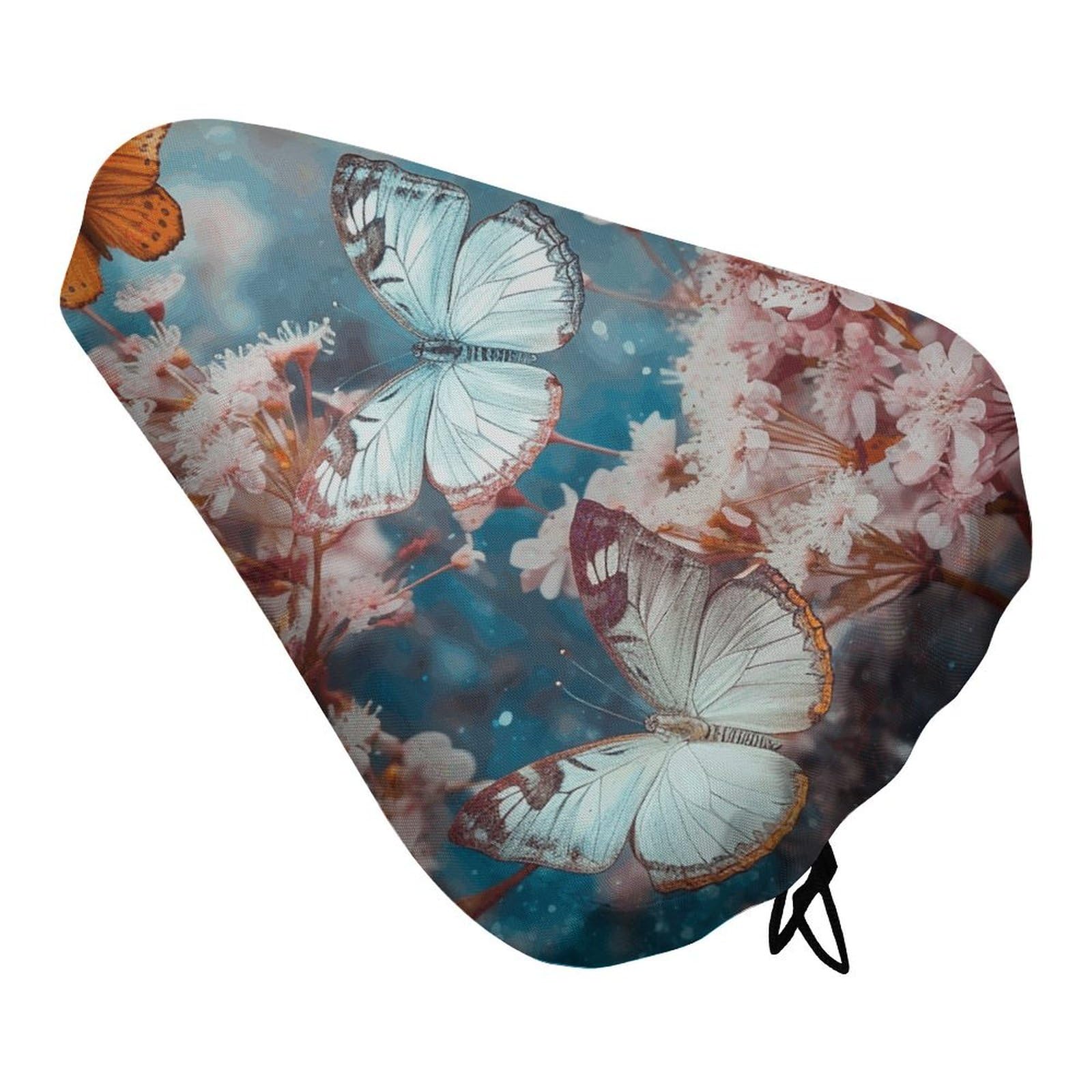 A Group of Butterflies Bike Seat Cover for Men Women, Waterproof & Dustproof Bike Seat Cushion with Drawstring, Adjustable Bicycle Saddle Cover for Or Rain & Sun Protection