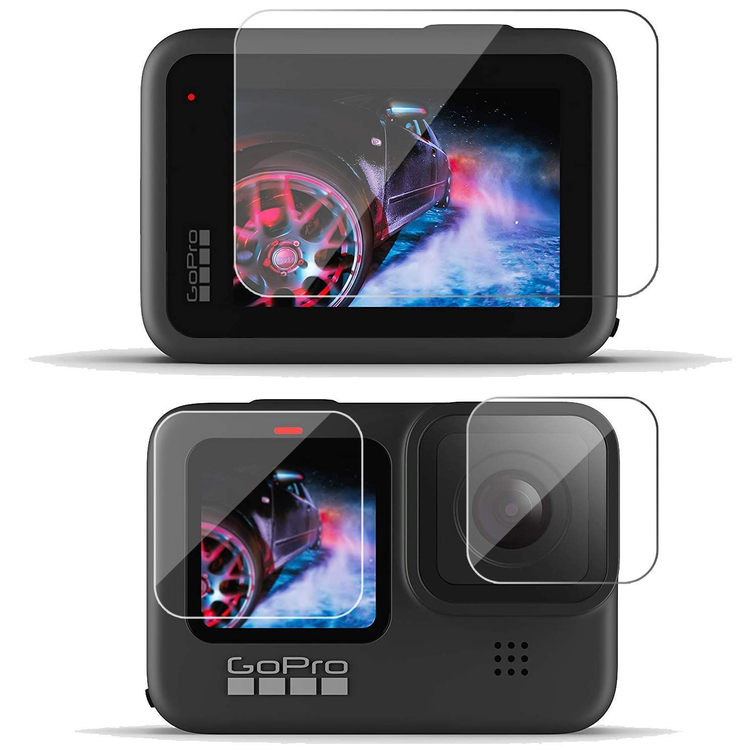 vertus® premium tempered glass screen protector compatible for gopro hero 12 / hero 11 / hero 10 / hero 9 (3 p'cs set)