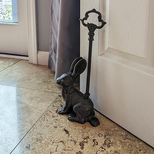 Miniatura 4 de Treasure Gurus - Tope de puerta de conejo de hierro fundido pesado para puerta, tope de puerta de conejo, decoración del hogar