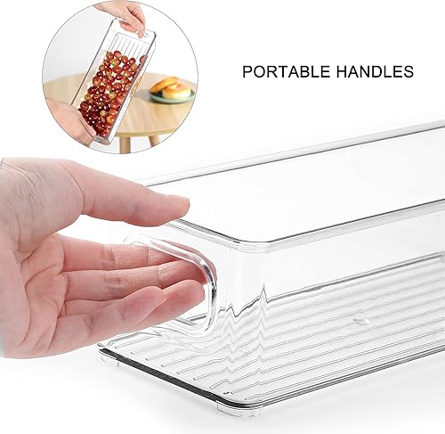 Miniatura 6 de Juego de 6 cubos organizadores de despensa para refrigerador, organizadores apilables para refrigerador con asas para despensa, congelador, cocina,