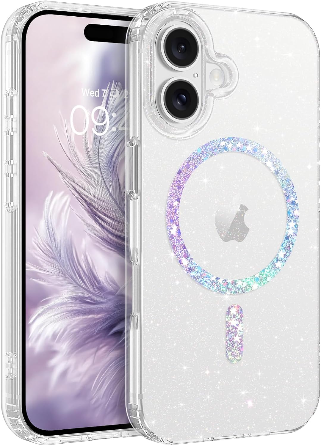 BENTOBEN Magnetic for iPhone 16 Plus Case, Clear Crystal Glitter 16Plus Phone Case Compatible with MagSafe, Shockproof Sparkly Cute Women Girl Cover for iPhone 16Plus 6.7 inch, Clear Bling Glitter