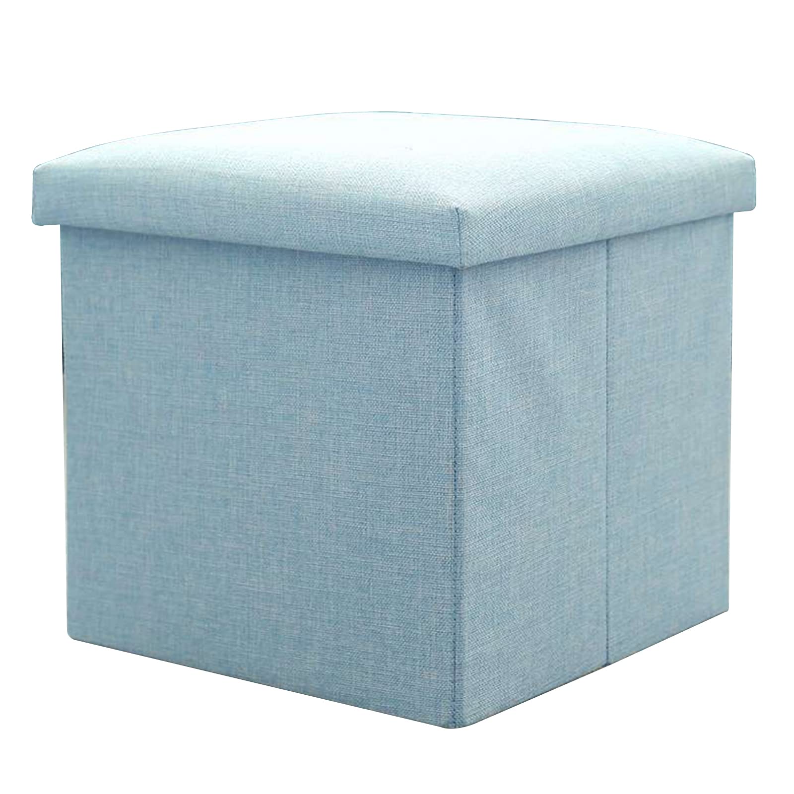 Banc ottoman de rangement beige 38cm en coton et lin pour le salon