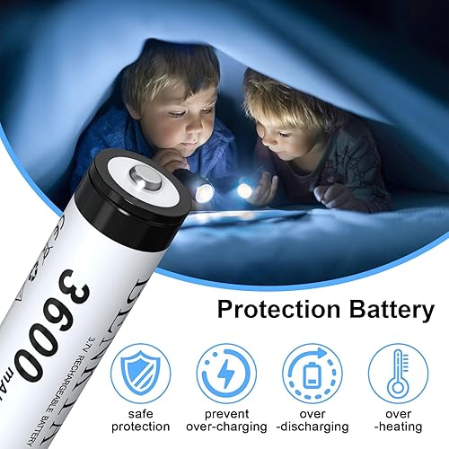 Miniatura 4 de Batería recargable 18650 3600 mAh gran capacidad 3.7 voltios baterías Li-ion botón superior 4 Pack para linterna faro