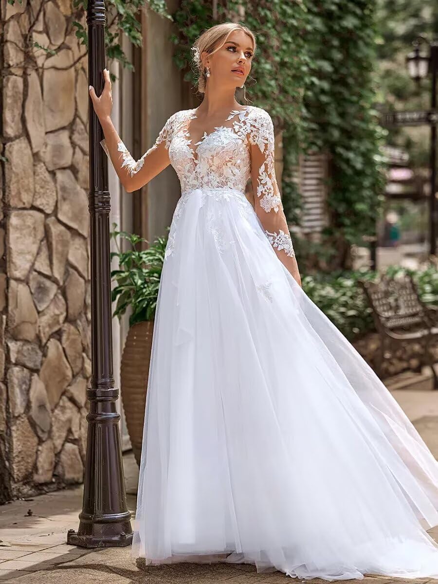 Chiffon A Line Boho Wedding Dresses for Bride 2026 Mermaid Lace Appliques Tulle Satin Beach Bridal Gown with Slit