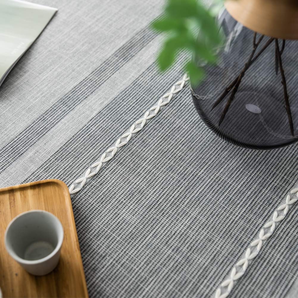 ACMER Nappe 140x180cm, Nappe Cuisine, Anti Tache Tissu, Facile à Nettoyer, pour Décoration de Table de Cuisine - Gris Clair