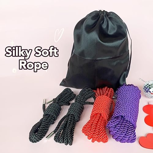 Miniatura 3 de BAVIHOR Cuerda suave de seda, cuerda suave y respetuosa con la piel, duradera, 32 pies 0.315 in, cuerda larga trenzada de satén larga trenzada