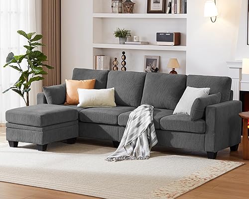 Miniatura 34 de CHIC HOUSE - Sofá modular de corduroy con chaise otomana, sofá cama en forma de L/U para sala de estar, apartamento, salón, moderno con soporte para