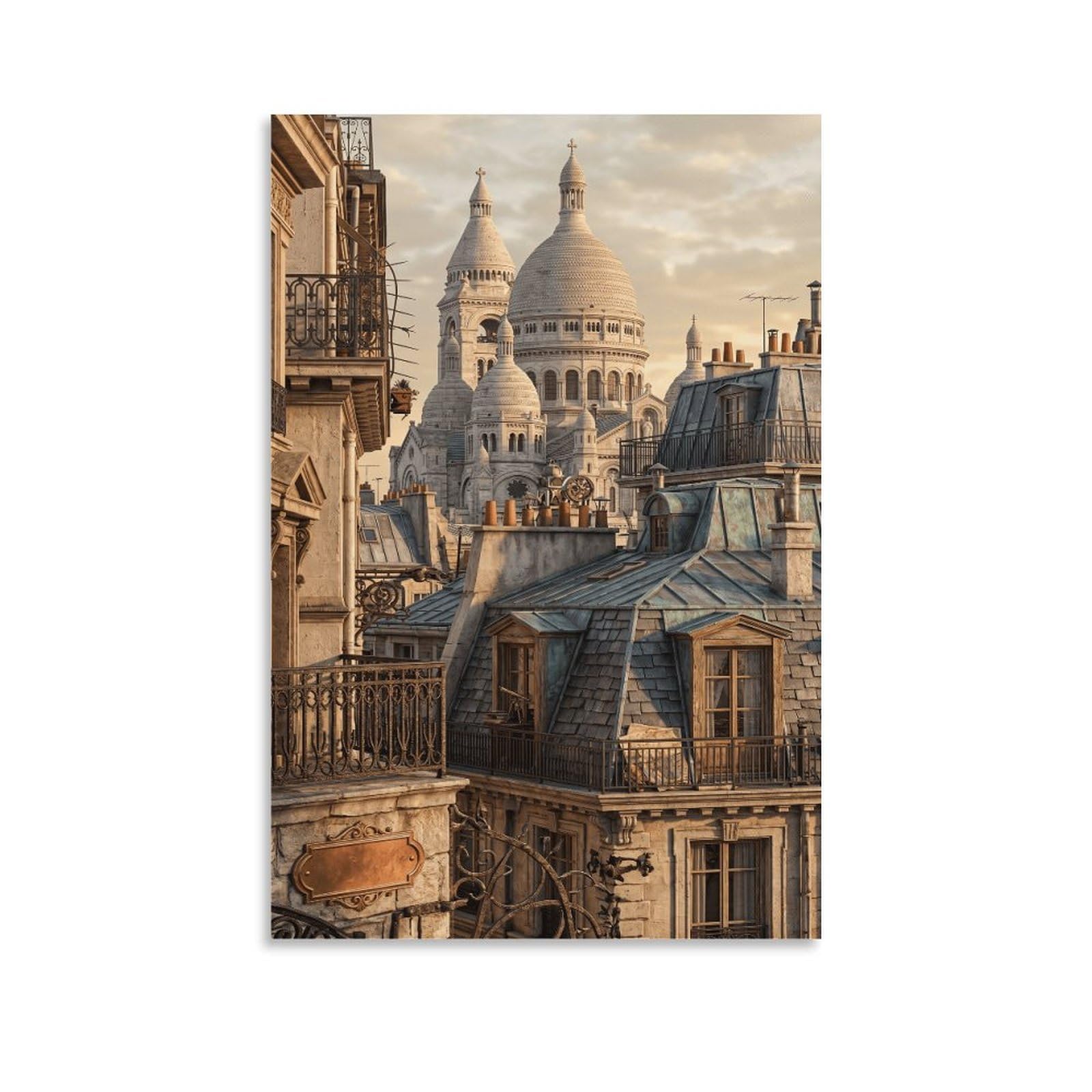XPASHIQWC Sacré-Cœur Basilica Paris Poster Artwork Canvas Prints Picture Modern Canvas Wall Art Picture Wall Hanging for Bathroom Wall Decor 08x12inch(20x30cm)