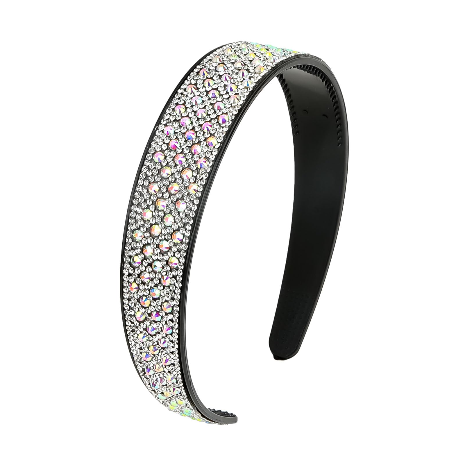 OndderSilver Shiny AB Rhinestone Headband Diamond Head Bands for Women’s Hair Fashion Sparkle Crystal Womens Headband Bling Glitter Dressy Head Band Formal Headbands for Women Girls