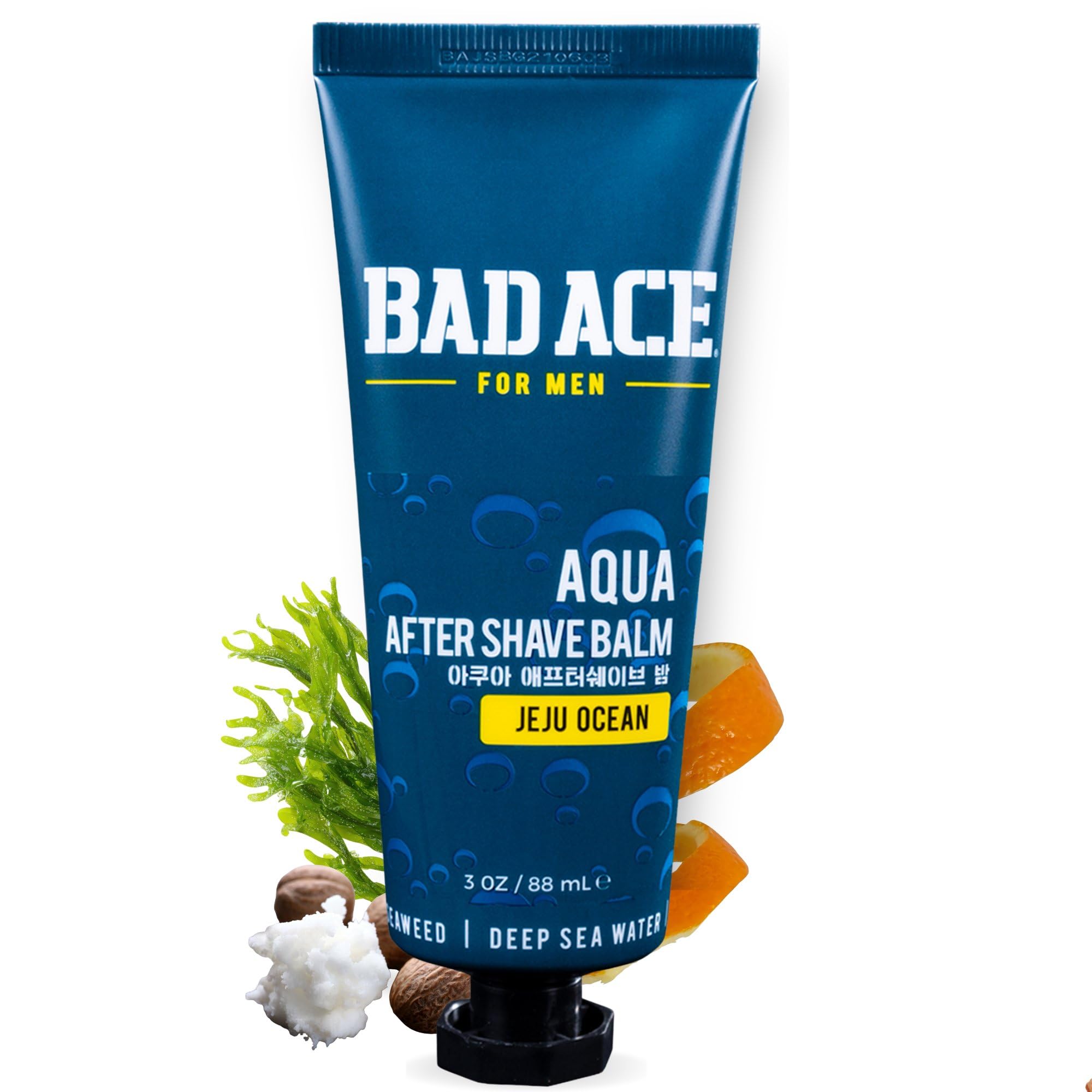 BAD ACE Aqua After Shave Balm For Men, Korean Skin Care, Men's Post Shave Lotion, Calms & Soothes Skin from Redness, Irritation & Razor Burn, Jeju Ocean (3 oz)