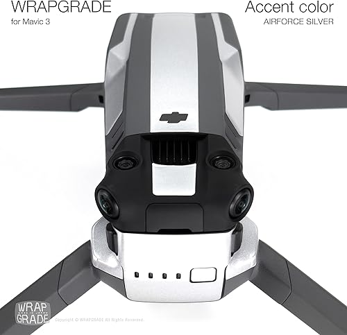 Miniatura 6 de WRAPGRADE Adhesivos parciales para DJI Mavic 3  Mavic 3 Classic Accent Color (AIRFORCE SILVER)