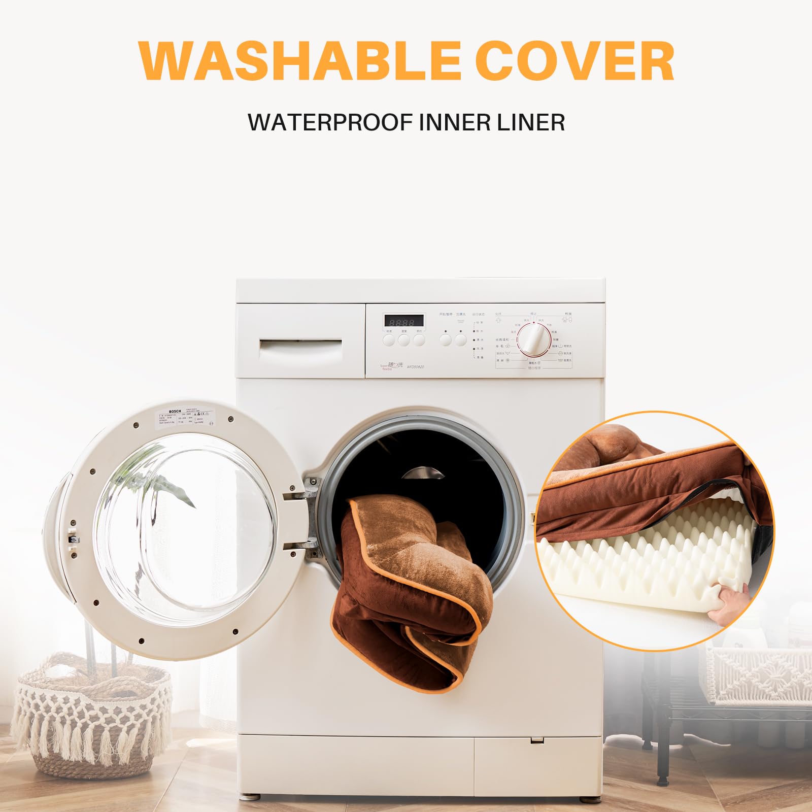 NEWBULIG 42x32 Inch Orthopedic Dog Bed Large Sized, Dog Couch/Sofa Bed with Washable Cover, Waterproof, Memory Foam, Soft Fluffy Surface - image 5