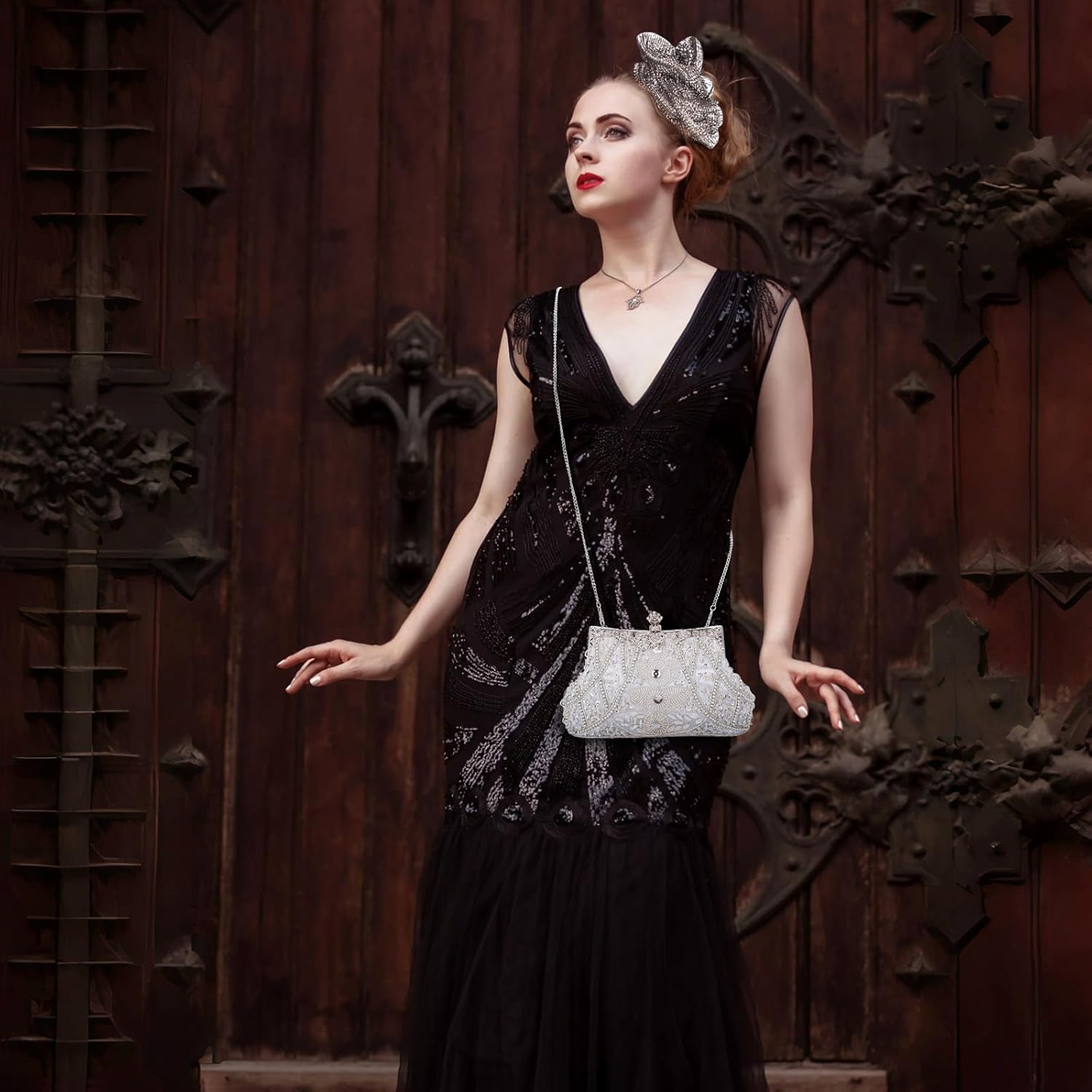 Selighting 1920s Vintage Beaded Clutch Evening Bags for Women Formal Bridal Wedding Clutch Purse Prom Cocktail Party Handbags | 1920s, Vintage, Beaded, Formal, Bridal, Wedding - Image 8