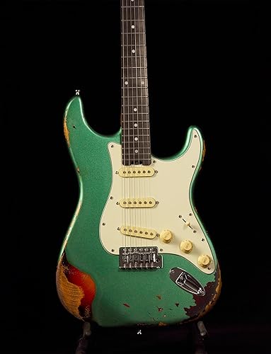 Miniatura 3 de KGD Relic - Guitarra eléctrica, cuello de arce asado y diapasón de palisandro, tuerca de hueso, guitarra reliquia de 6 cuerdas, guitarras eléctricas