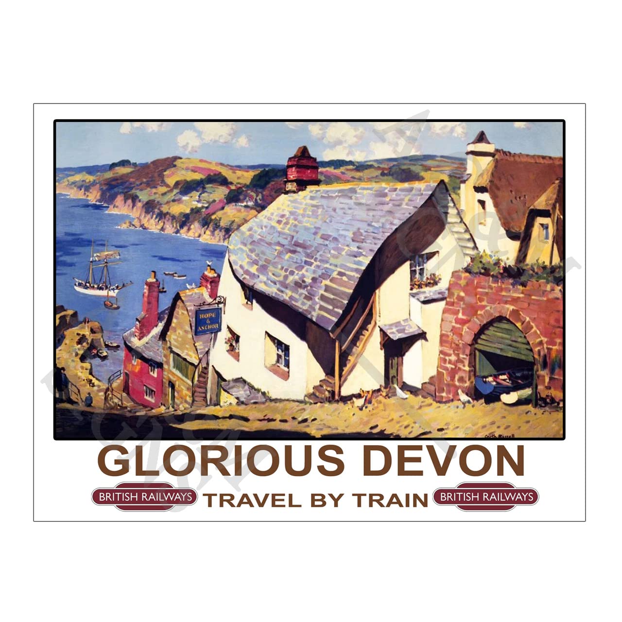 Metal Sign Plaque Print Poster Travel Railway British Railways Glorious Devon Travel By Train Vintage Retro Gift Dad Man Cave Shed Home Bar Ref12420 (8x6 inches (Approx) 20cmx15cm)