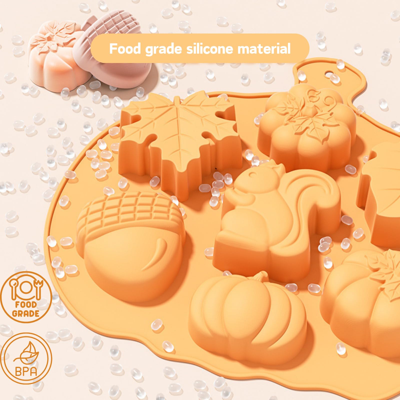 PTaizjjz 1 Pc Autumn Silicone Chocolate Mold,Squirrel Maple Leaf Pine Cone Pumpkin Sugar Pudding Chocolate Candle Soap Cake Decoration Molds for Autumn Thanksgiving Day - Image 3