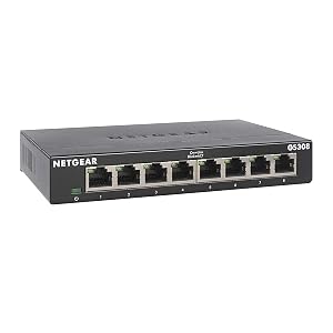 NETGEAR 8-Port Gigabit Ethernet Unmanaged Essentials Switch GS308 - Home Network Hub Office Ethernet Splitter Plug-and-Play Silent Operation