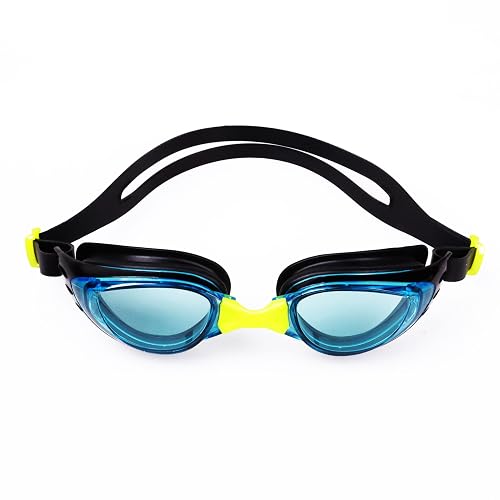 NIVIA Eliminator 2.0 Swimming Goggles for Adults, Anti Fog Goggles for Men, Polycarbonate Clear Glass, Silicon Strap, UV Protection, Comfort Fit, Training Swim Goggles for Men & Women - Black/Green
