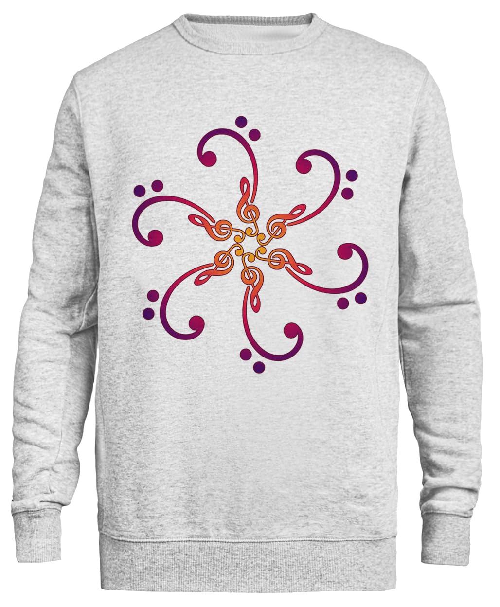Musica Chiave di Basso Treble Sweatshirt Grigia Unisex Eco-Friendly Unisex Grey Sweatshirt Eco-Friendly Crewneck