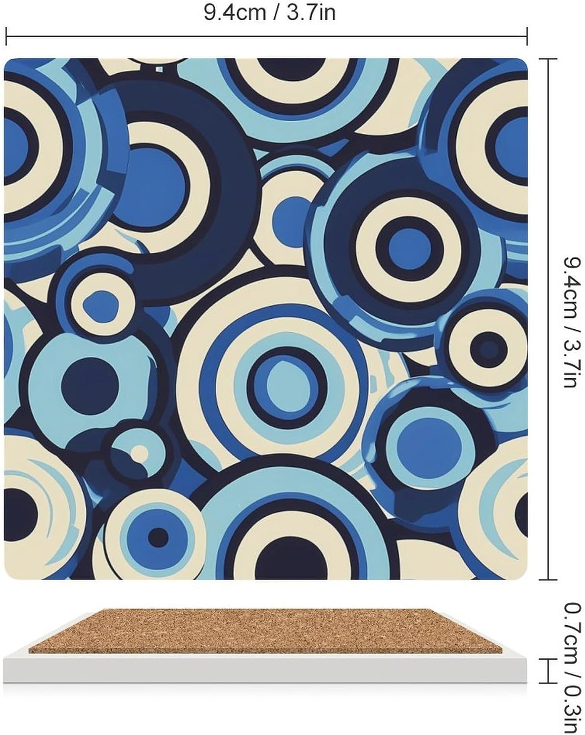 Evil Eye Modern Geometric Circles Ceramic Coasters Square Drinks Coaster Coffee Table Decor Table Coaster for Home Bar