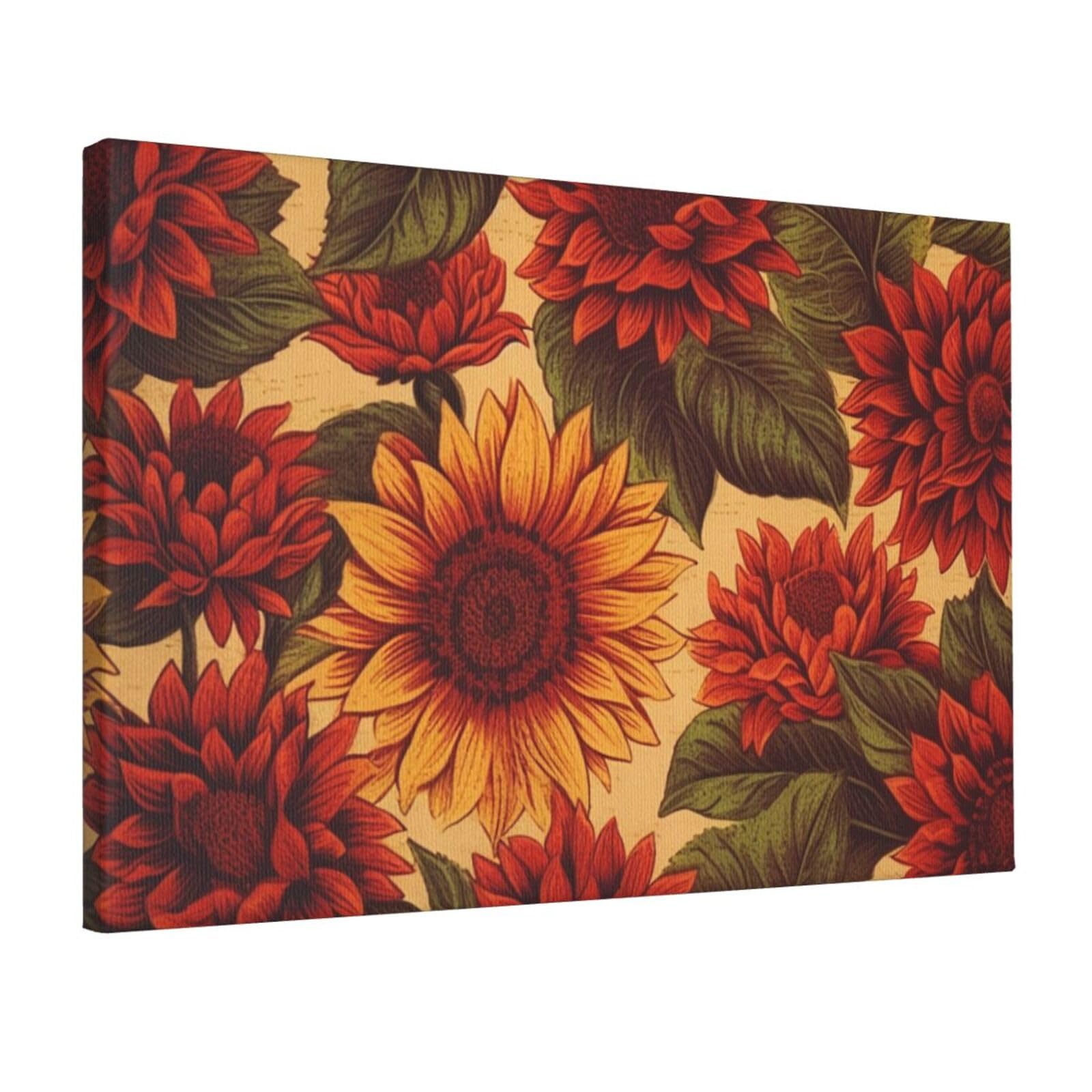 DWVTSLH Red Sunflower Poster Paintings Canvas Wall Art Bedroom Prints Home Decor Hanging Picture Modern Home Artworks Aesthetic for Living Room Office Wall Decor 12x18in Unframed