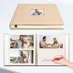 Velvet Cover Photo Album Self Adhesive Scrapbook,DIY Photo Book with 20 Sheets / 40 Pages, Holds 3x5 4x6 5x7 6x8 8x10 Photos for Family Wedding Baby Memories Mothers Day Christmas