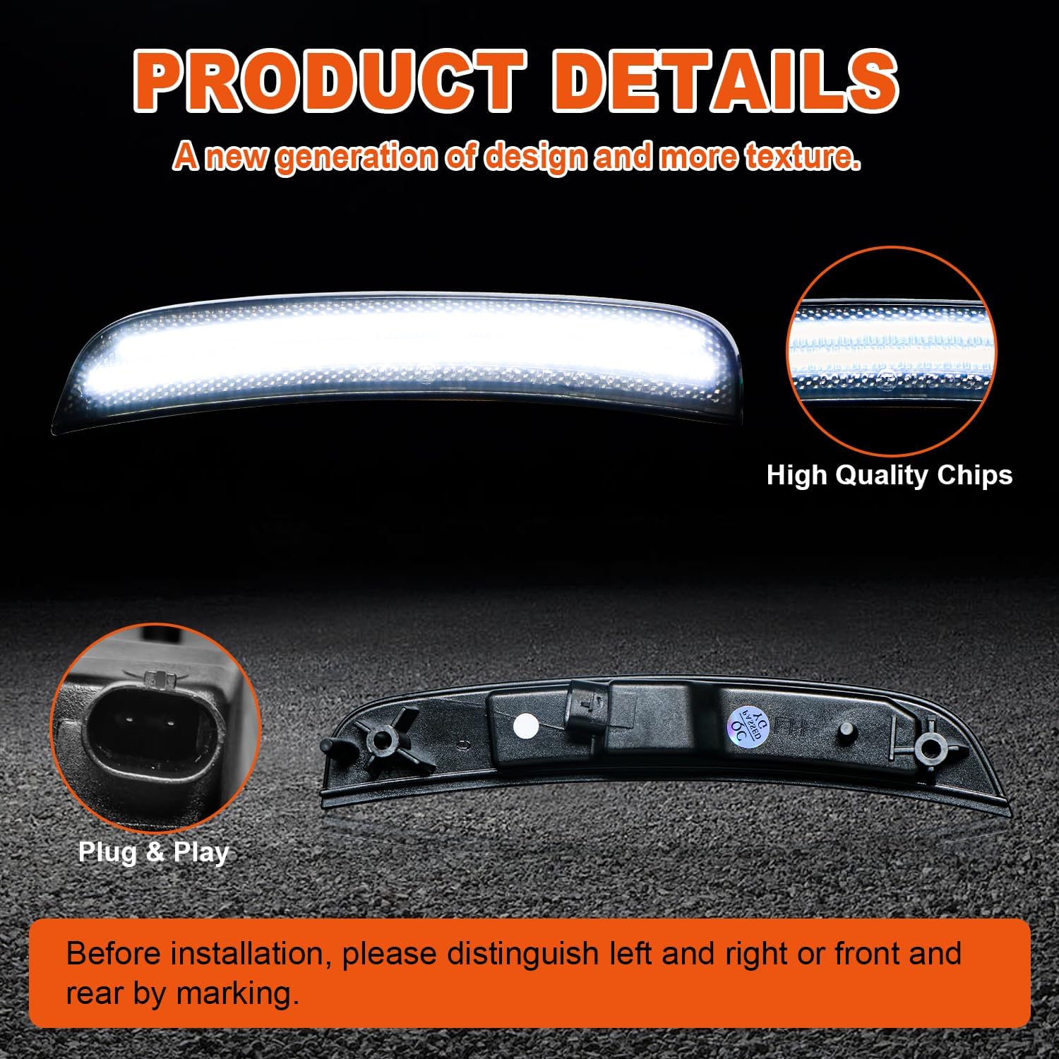 LED Side Marker Light Compatible with Chrysler 300 for Chrysler 300s for Chrysler 300c 2015 2016 2017 2018 2019 2020 2021 2022 2023 2024 Front Rear Side Marker Light, Smoked Lens, 4PCS