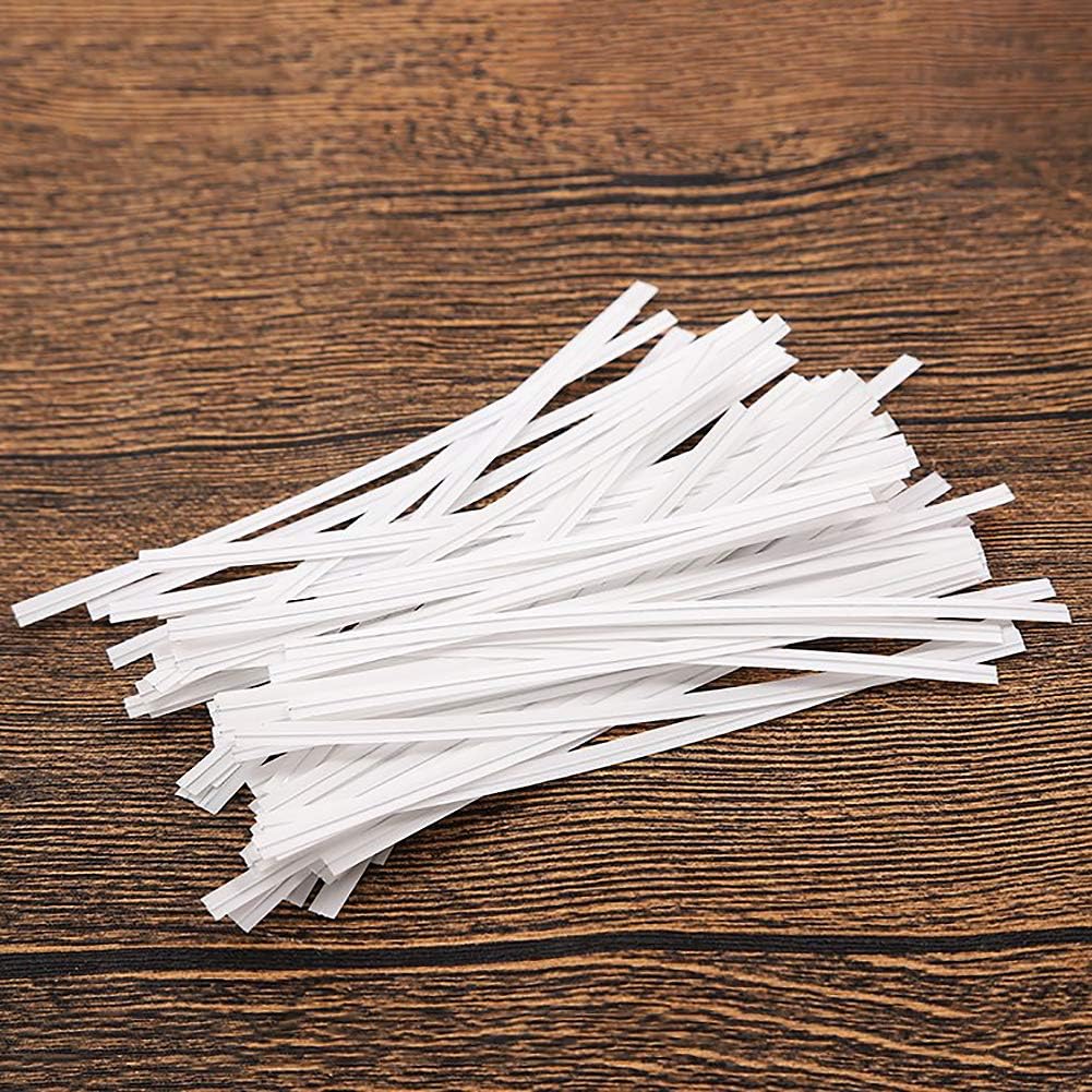 CandyHome 1000 Pcs 6" Paper White Twist Ties Reusable Bread Ties for Party Cello Candy Coffee Bags Cake Pops