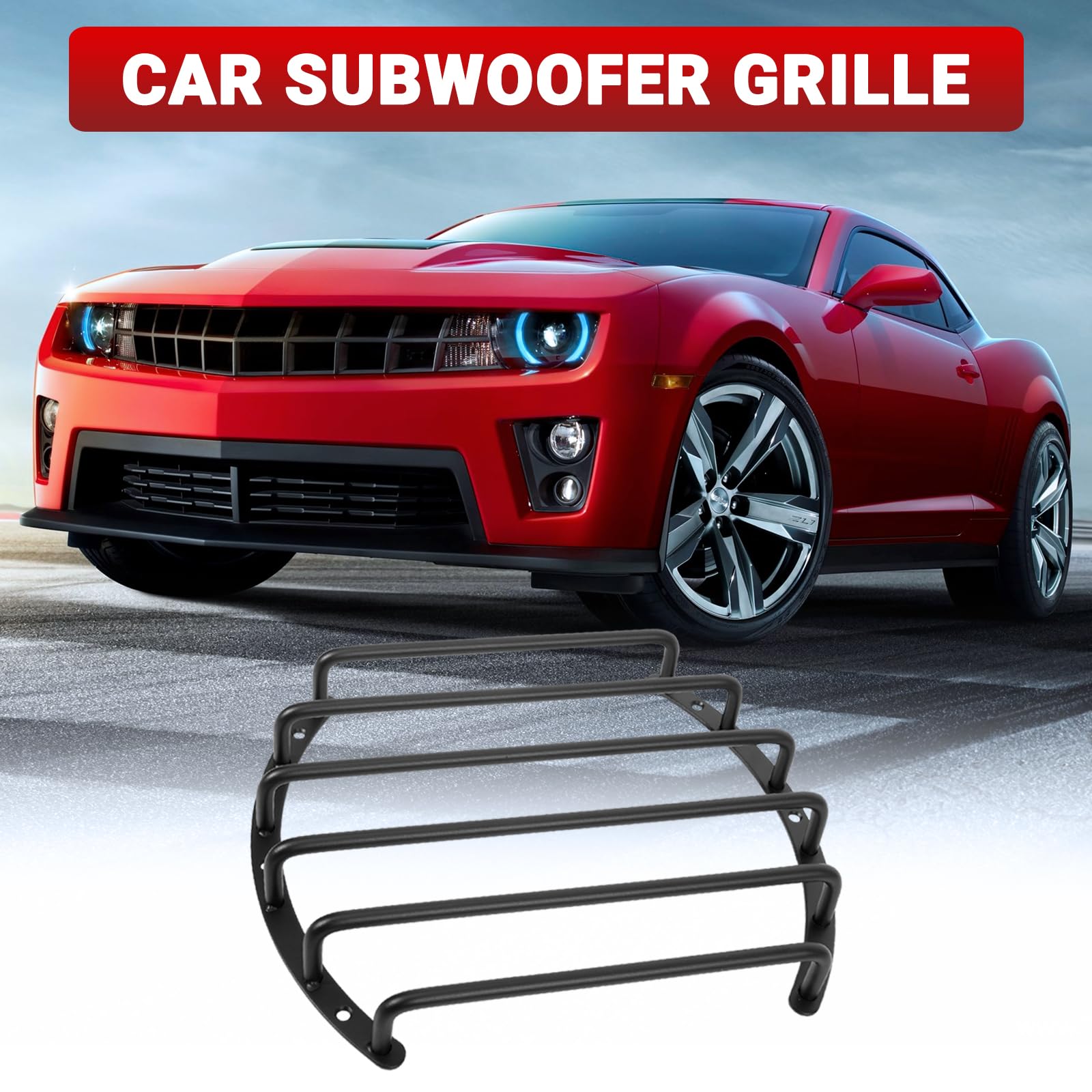 Rejilla metálica para barra de coche, 8 pulgadas, para altavoz de subwoofer, 6 barras, paquete de 1