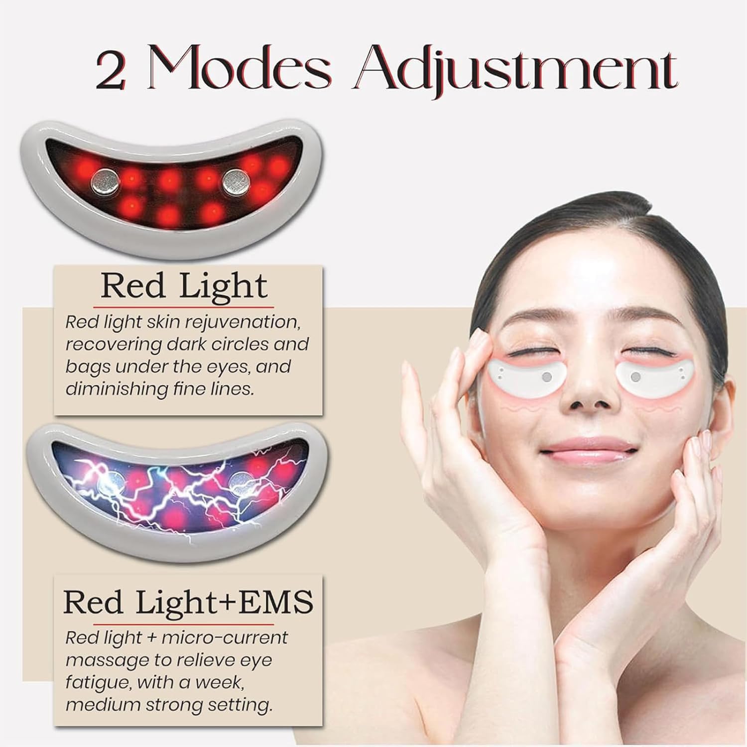 Eye LED Red Light Therapy, EMS Eye Massager, Appareil de Traitement Anti-âge des Yeux pour Les cernes, Les Poches dans Les Yeux, l'inflammation, Les Rides des Yeux