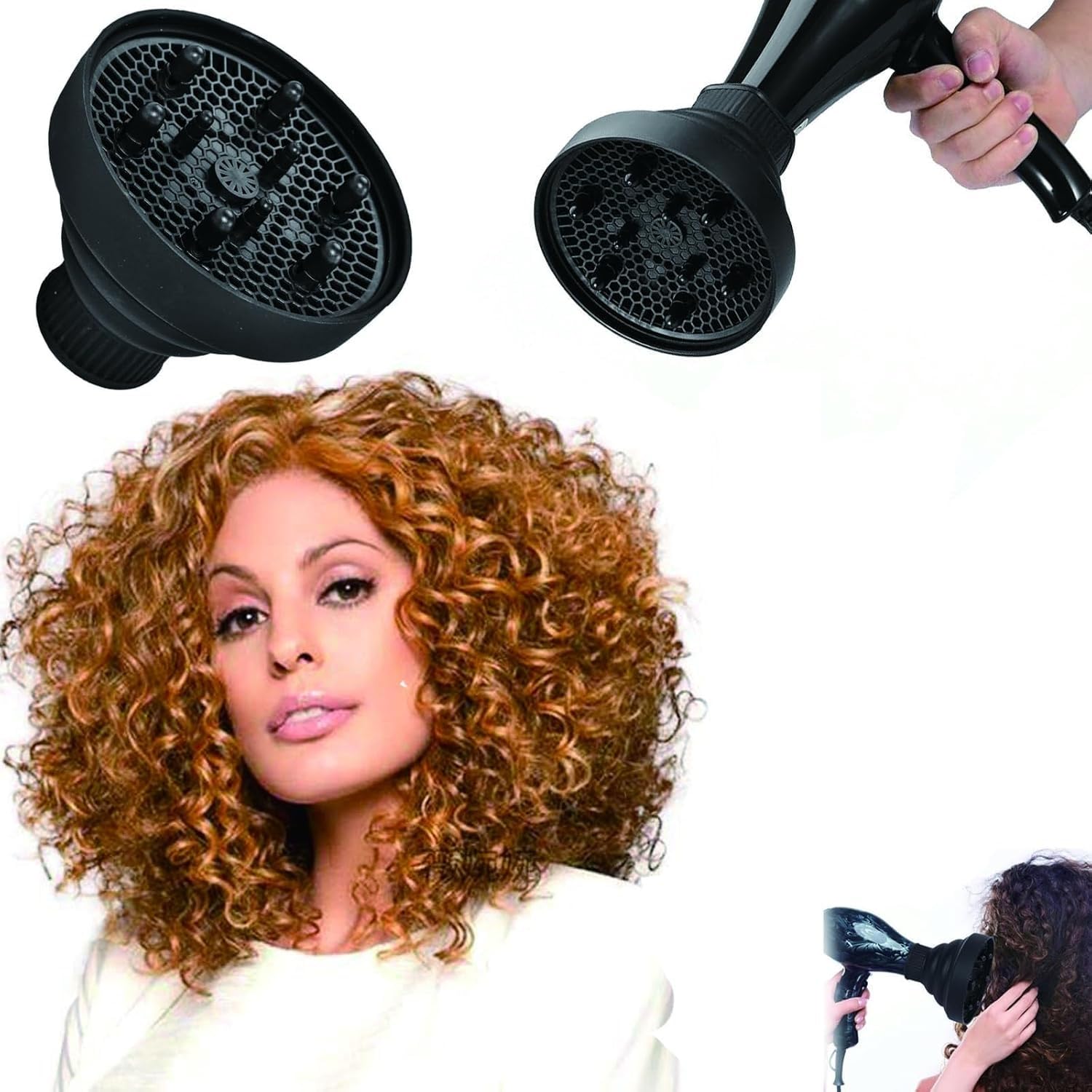 Hair Diffuser, Diffuser Hairdryer Curly Hair, Universal Hair Diffuser, Hair Dryer Diffuser, Black Curly Hair Diffuser Adjustable from 1.57in to 2.76in-picture-36