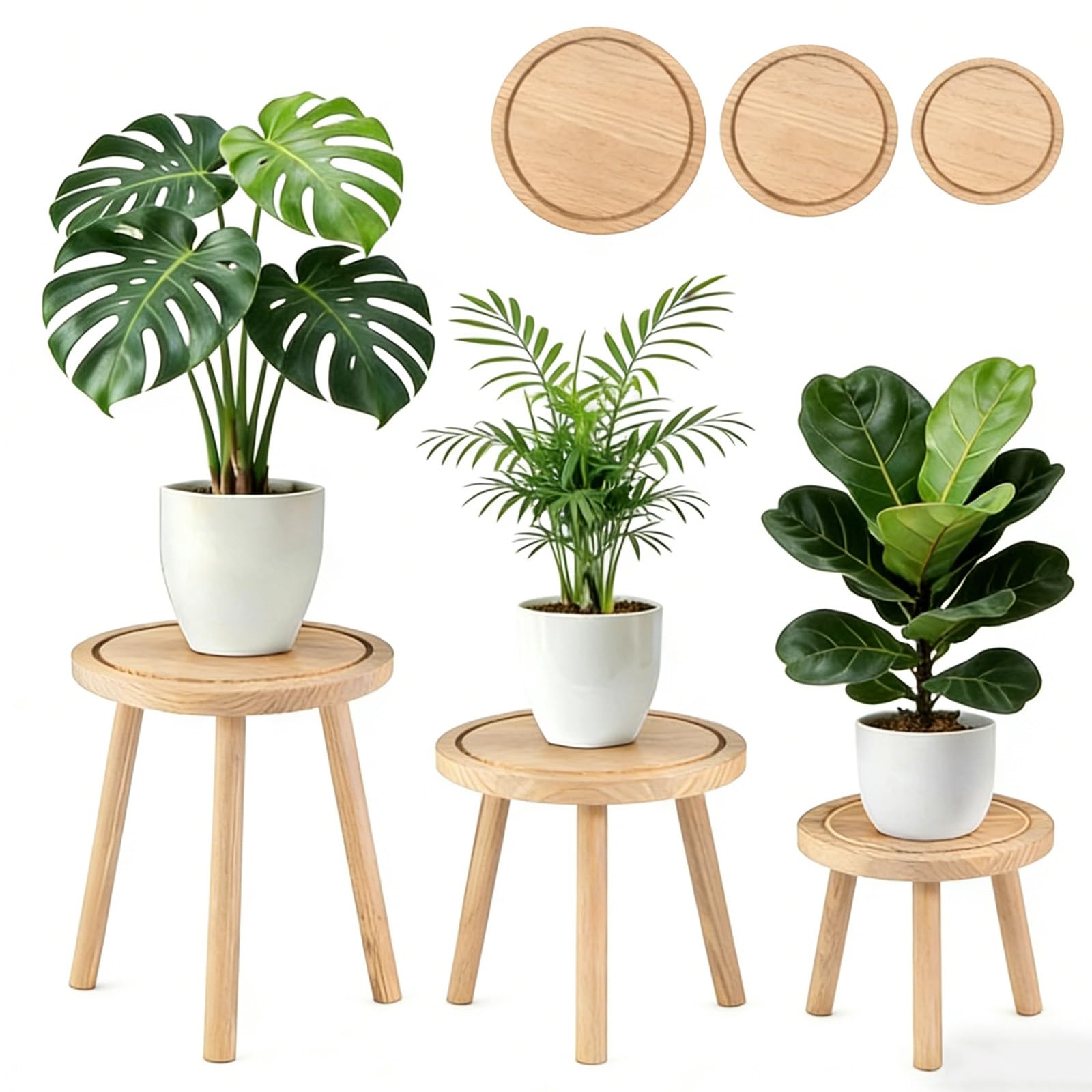 SIGONE Indoor Plant Stands Set of 3, Corner Plant Display Rack Plant Stool for Balcony Living Room Office Small Spaces and Outdoor Gardens