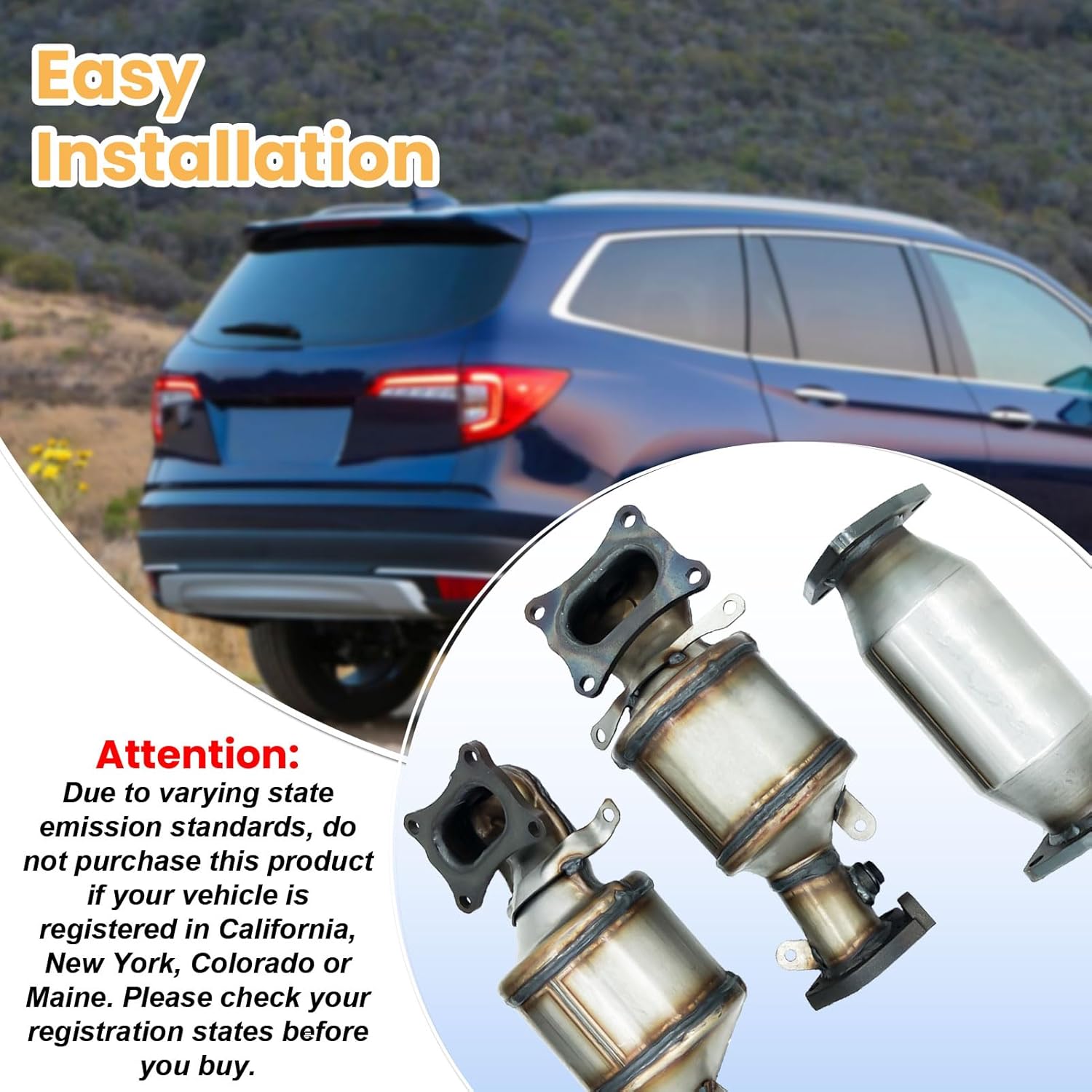 Upgraded Replacement Catalytic Converter, Compatible with Honda Pilot 2009-2021, Honda Accord 2008-2017, Acura MDX 2010-2020, Acura RL 2009-2012, etc. Replace 674145 674146 16351(16658 16643)