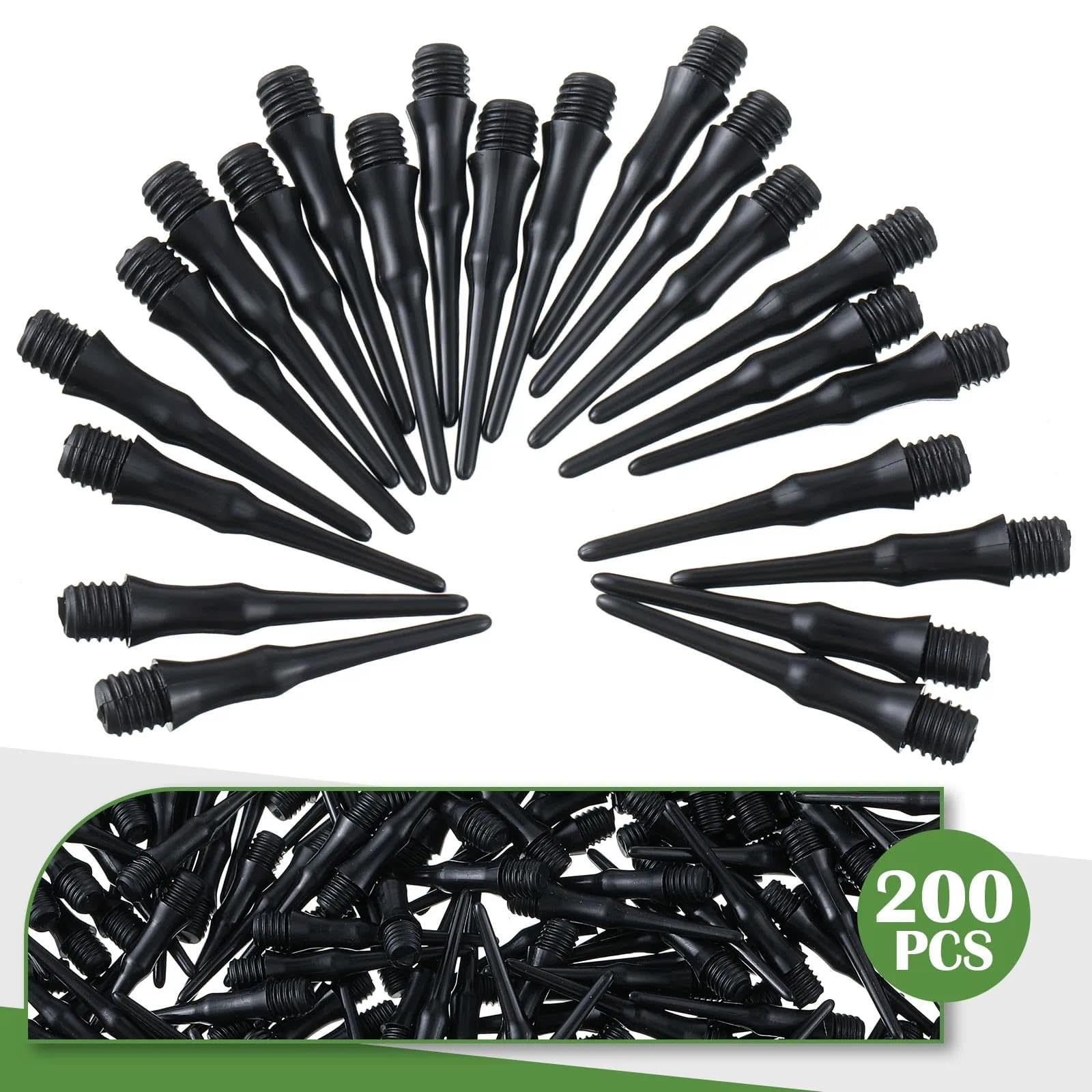200 Pièces Pointes Plastique pour Fléchettes - 2BA Filetage Noir - Pointes Remplaçables pour Jeu et Compétition - Accessoires Fléchettes Professionnelles