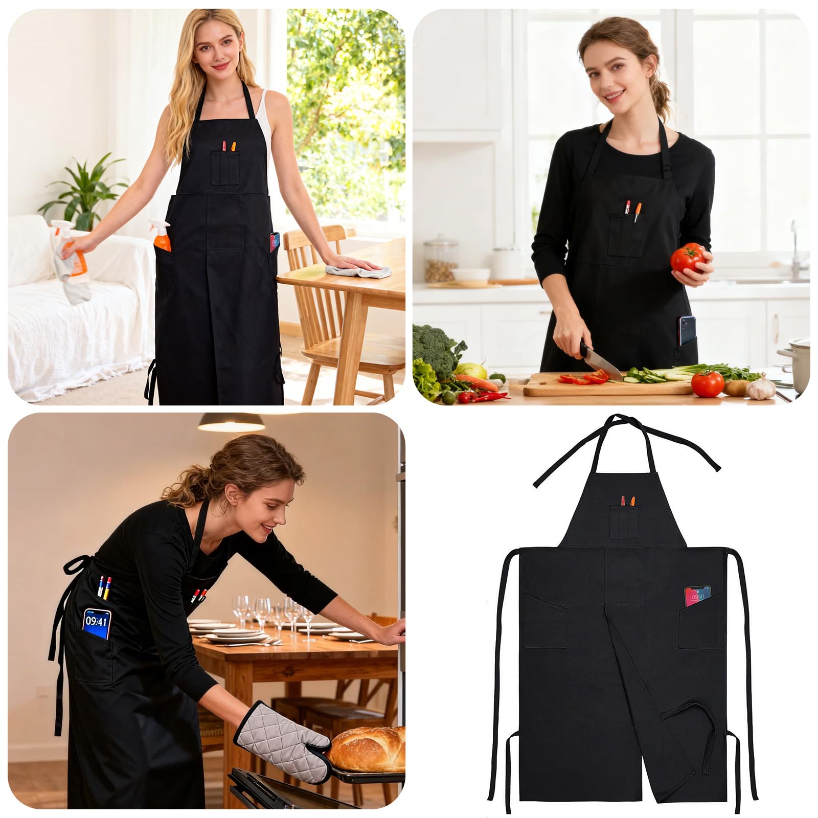 Nidoul Split Leg Ceramics Apron,Heavy Duty Canvas Pottery Apron with 3 Portable Pocket,Adjustable Waterproof Art Smock Full Coverage Aprons for Women Men DIY Ceramic Gardening Painting Sculpture,Black - Image 3