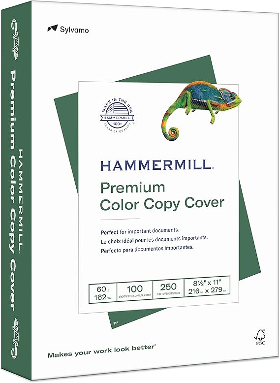 Hammermill Cardstock, Premium Color Copy, 60 lb, 8.5 x 11 1 Pack (250 Sheets) 100 Bright