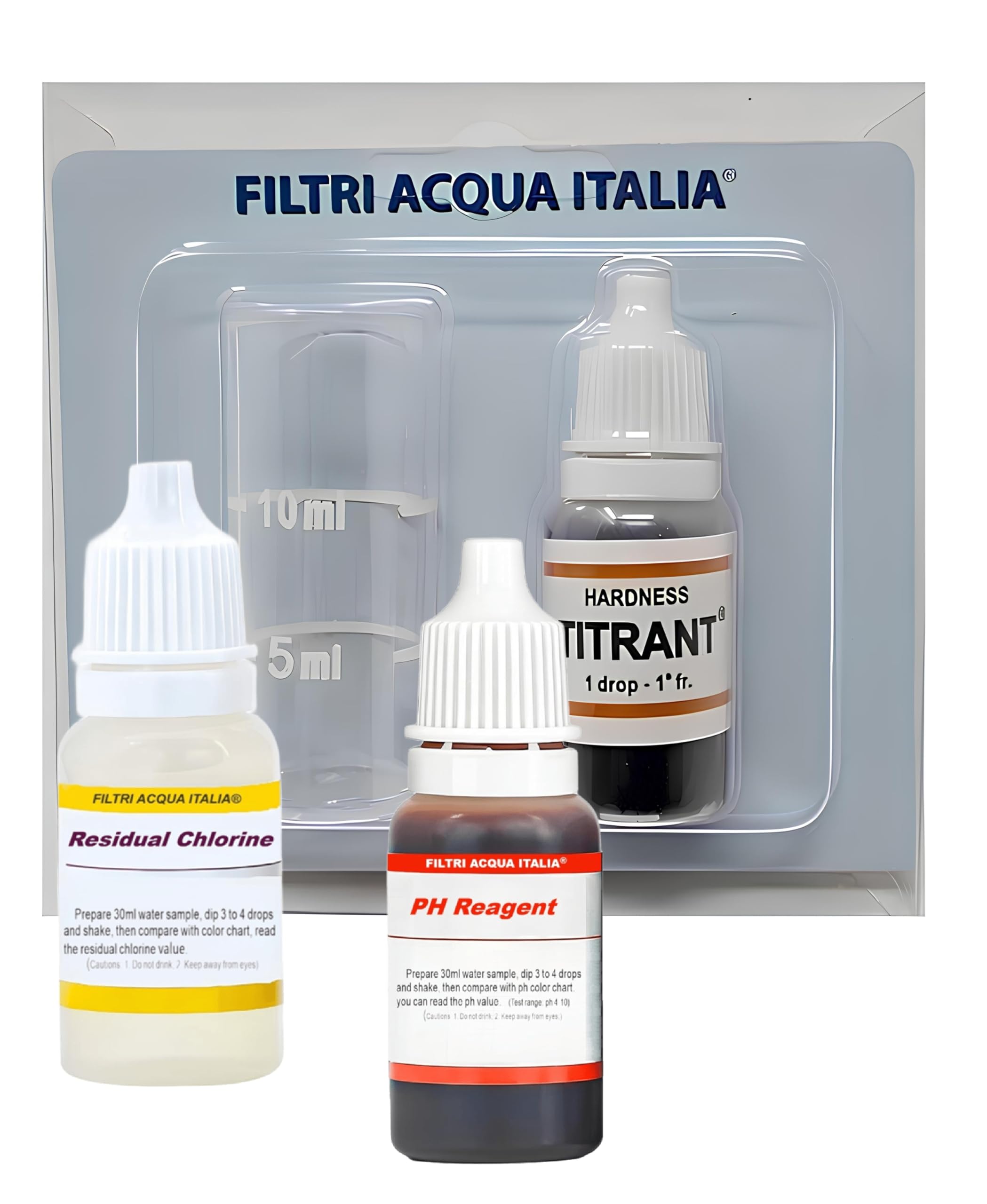 Kit Analisi Durezza Acqua Titrant per Misurare Calcare con Test PH e Test Cloro