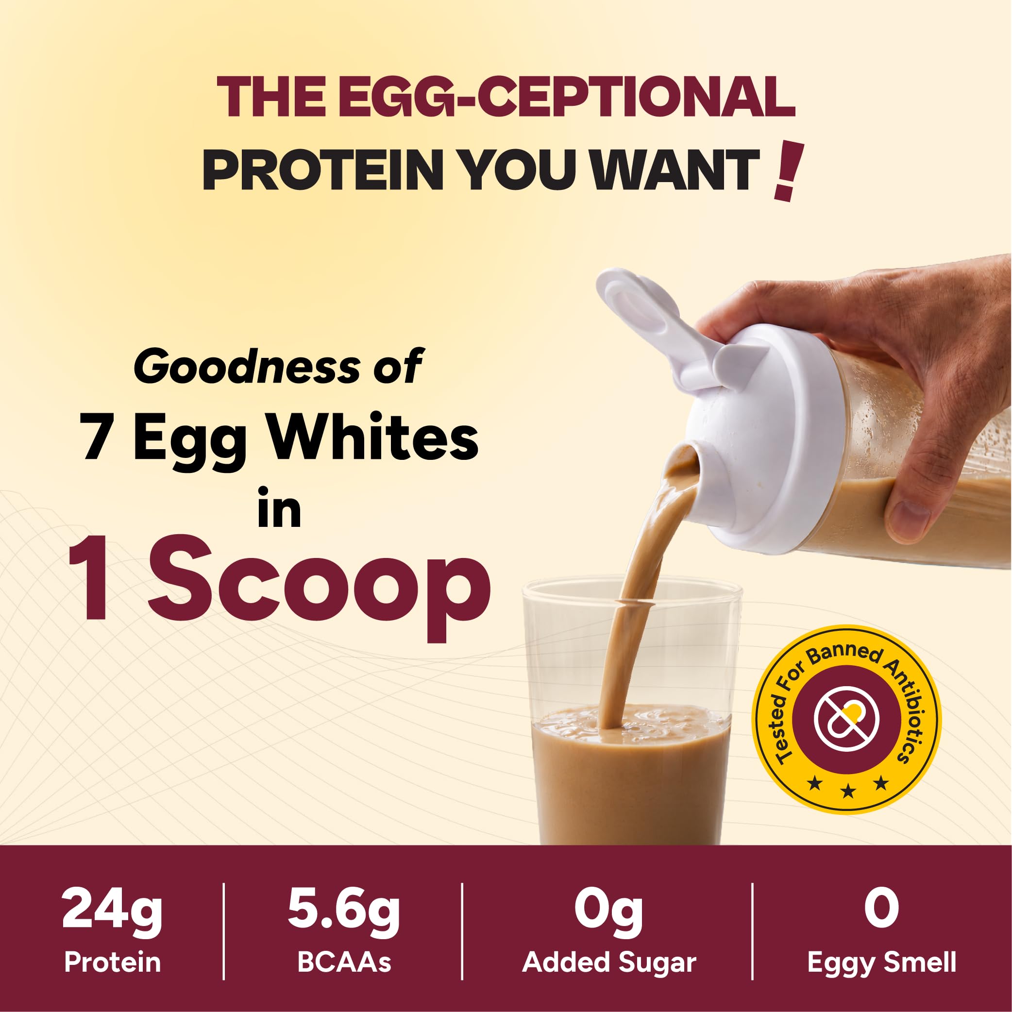 Tata 1mg Egg White Protein Powder | 24g Protein | 5.6g BCAAs per Serve | Cold Coffee — Amazon image 2