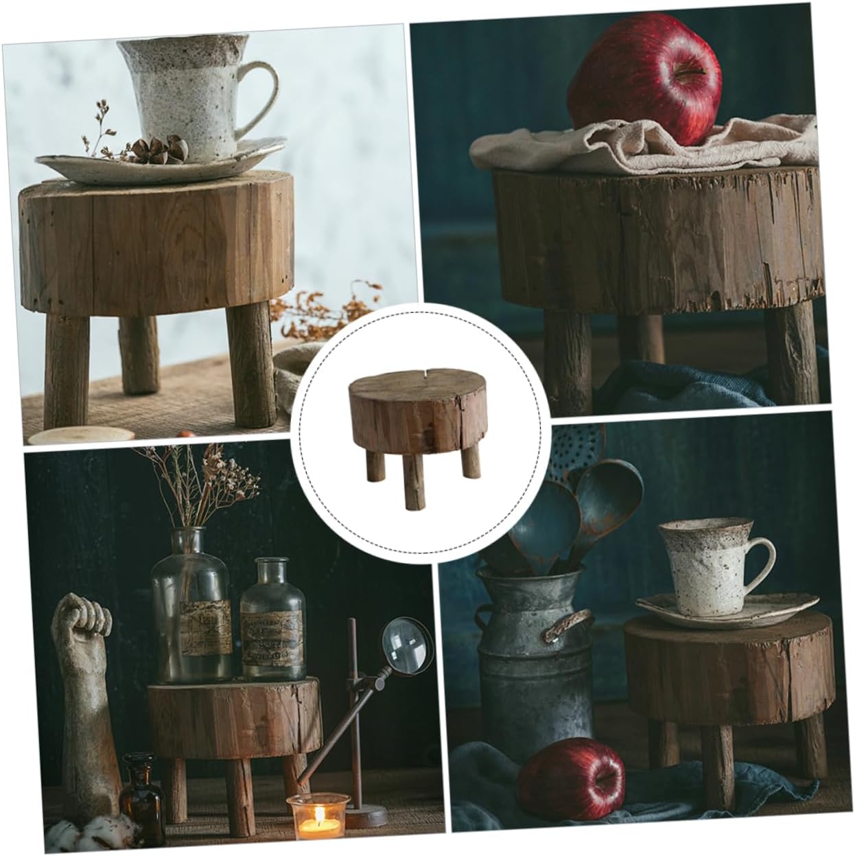 Zerodeko 1ピーシー実木製 小型スツール フラワーポットやアクセサリーのデ