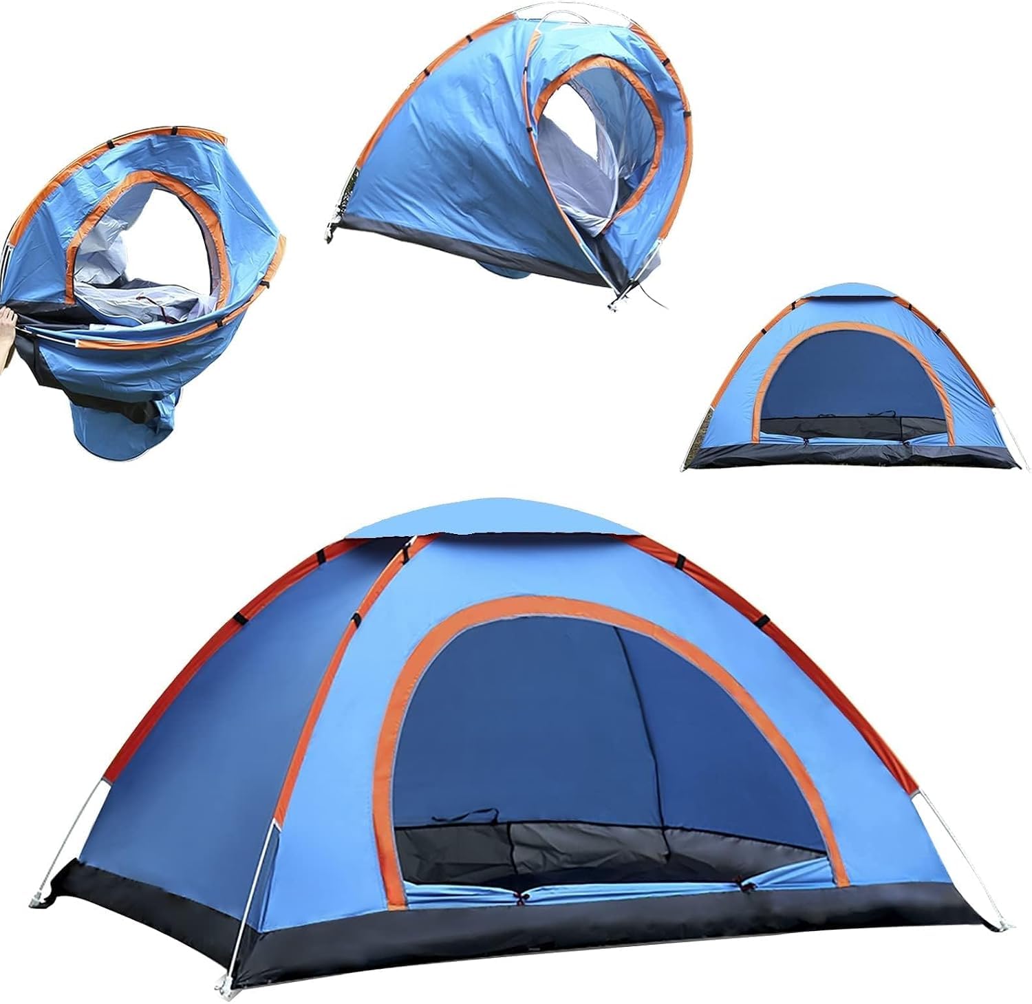 Instant Pop Up Camping Tent 2 Person Waterproof Blue and Orange | Anti-UV Protection, Windproof, Lightweight Portable, Beach and Hiking Use, Dome Shelter-image-34