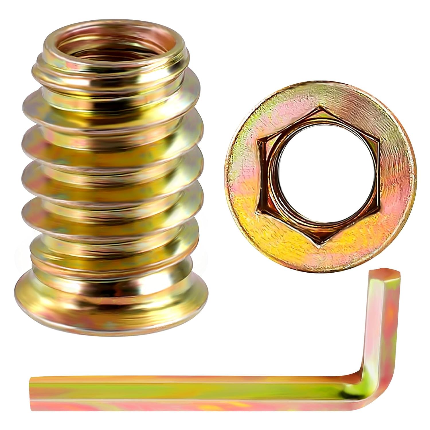 MewuDecor 5/16"-18 Threaded Inserts for Wood Nutsert Furniture Screw-in Nut 25mm Length Hex Drive, 25 PCS
