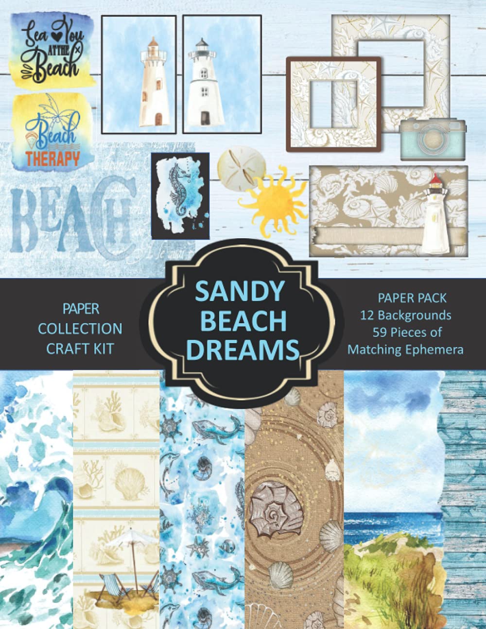 Sandy Beach Dreams Paper Collection Craft Kit: Paper and Ephemera Pack for Scrapbooking, Card Making, Decoupage, or Mixed Media Arts.