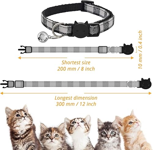 Miniatura 2 de MJIYA Collar de gato con campana, collar de rejilla separable con hebilla de plástico, luz ajustable, nailon, collares de gatitos
