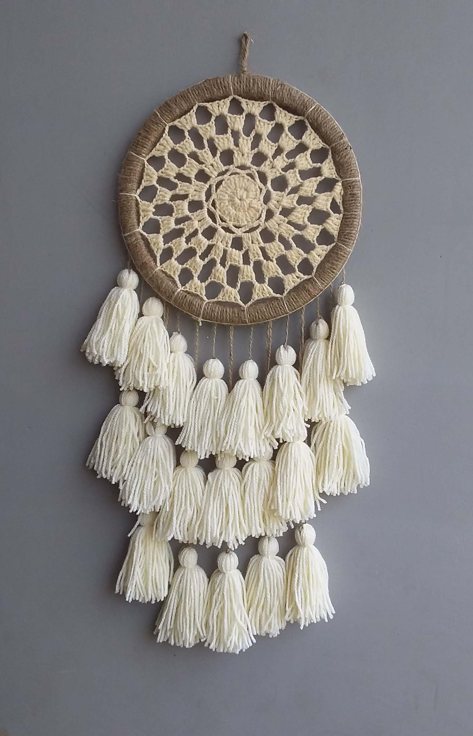Kavya Craft Present Ivory Dream Catcher Wall Hanging for Home Decoration Craft Material-image-7
