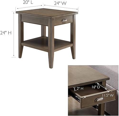 Miniatura 15 de Leick Home 23007 Chisel & Forge - Mesa auxiliar de metal y madera mixta con un cajón, diseño X con estante, gris ahumado y negro mate, 22 x 24 x 24