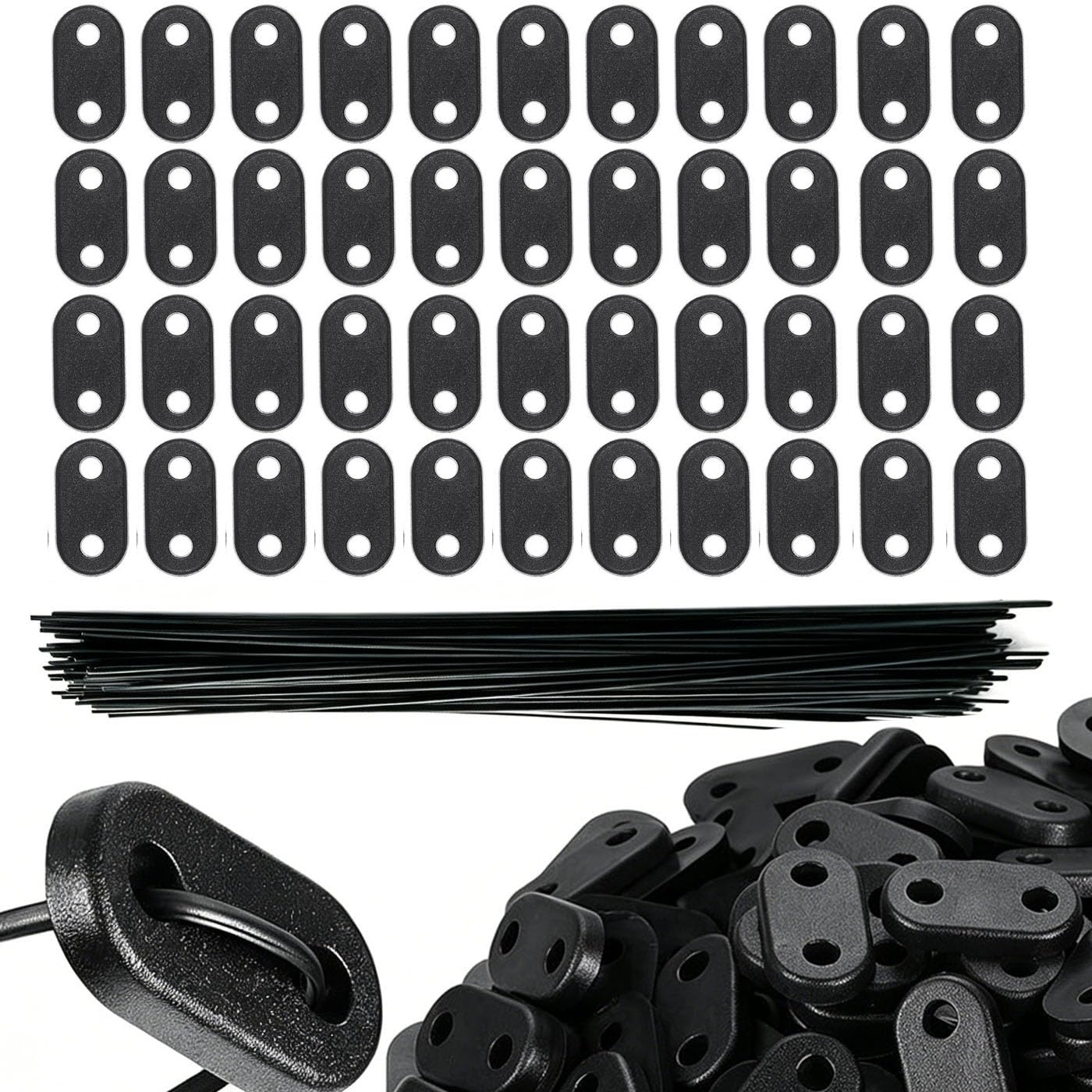 Kit de Fixation pour Panneaux occultants 60 Pièces PVC Résistant aux Intempéries Clôture Jardin Noir