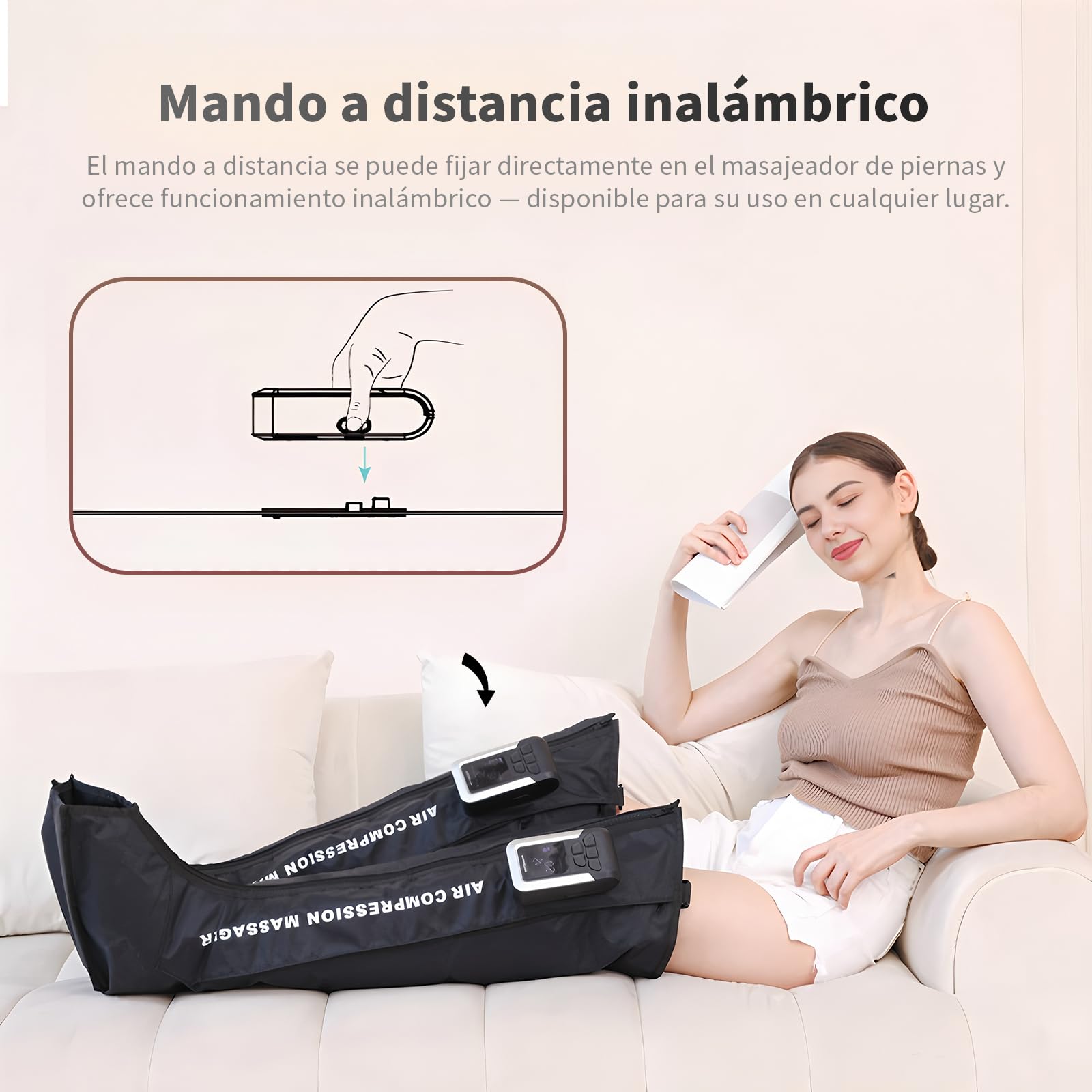 Mono Botas de recuperación inalámbricas de compresión única para regeneración muscular y circulación sanguínea, terapia de ondas de presión (deporte/regeneración/drenaje linfático