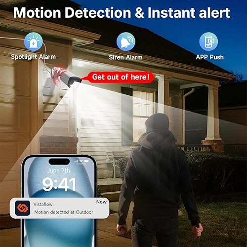 Miniatura 4 de Rraycom Sistema de cámara de seguridad para el hogar, 4 cámaras IP PoE con cable H.265 de 3MP para exteriores con foco y detección de movimiento,